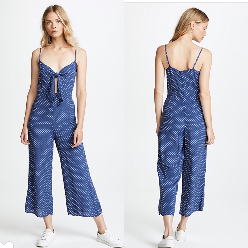 Blue Life Tied Up Jumpsuit in Denim Blue Dot